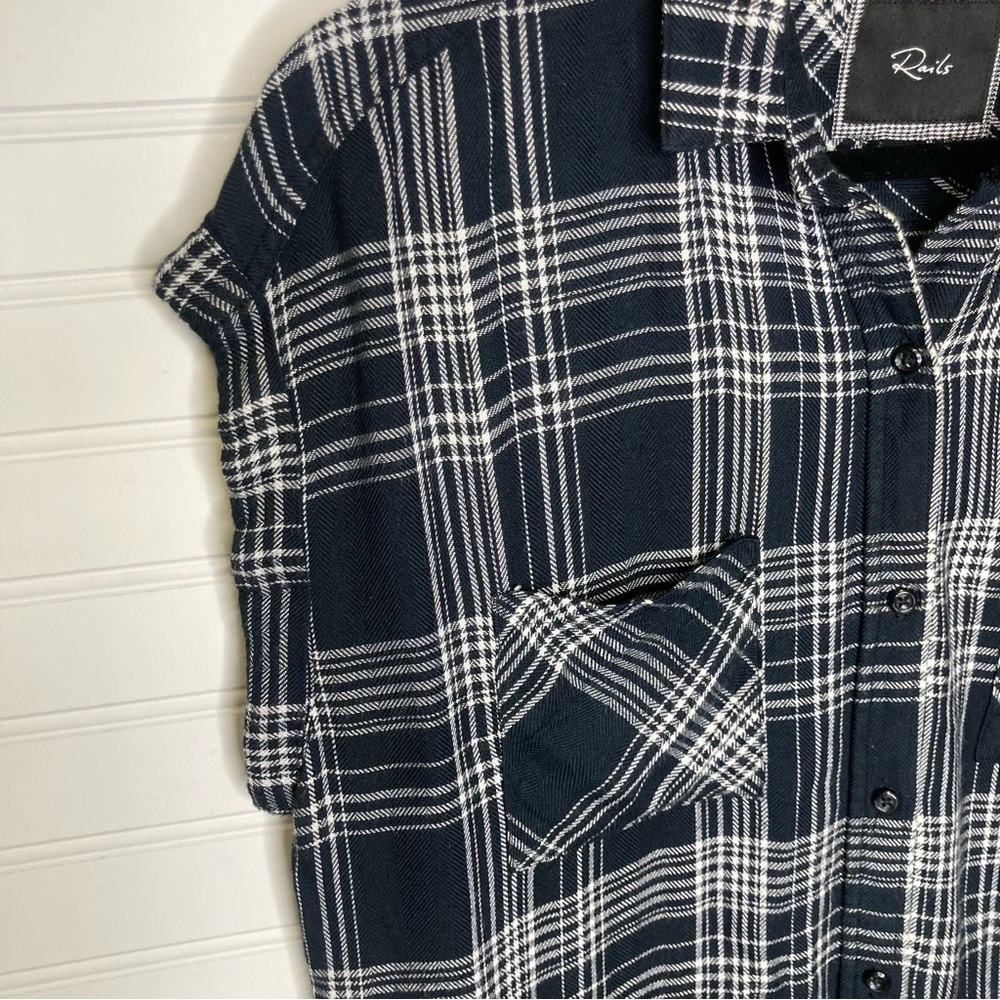 Rails Britt Roll Collared Top Sleeve Size Xs - image 5